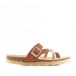 Sandalias planas Yokono marrones con detalle estampado - Querol online