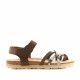Sandalias planas Yokono marrones con tiras con estampado animal print - Querol online