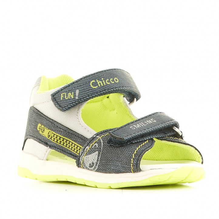 Sandalias abotinadas Chicco azules con interior verde - Querol online