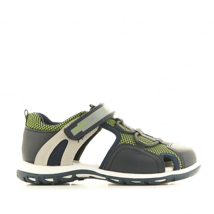 sandalias Chicco cangrejeras azules con detalles amarillos - Querol online