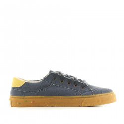 Sabatilles lona SHOECOLOGY veganes blaves amb sola i taló marró - Querol online