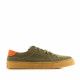 Zapatillas lona SHOECOLOGY veganas verdes con suela marrón y talón naranja - Querol online