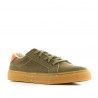 Zapatillas lona SHOECOLOGY veganas verdes con suela marrón y talón naranja