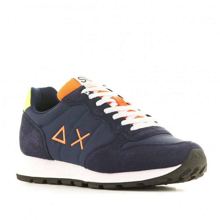 Zapatillas deportivas SUN68 azules con logo naranja y talón amarillo - Querol online