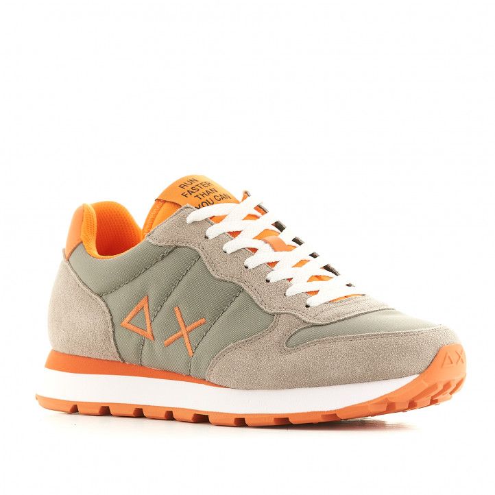 Zapatillas deportivas SUN68 grises con detalles en naranja - Querol online