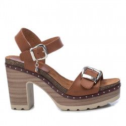 Sandalias tacón Owel marrón con tira con hebilla - Querol online