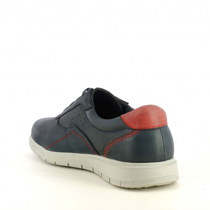 Zapatos sport Vicmart azules con cordones elásticos y talón rojo - Querol online