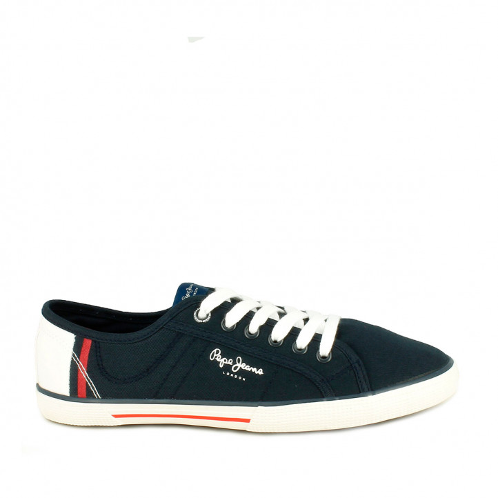 Zapatillas lona PEPE JEANS azules con detalles blancos y rojos - Querol online