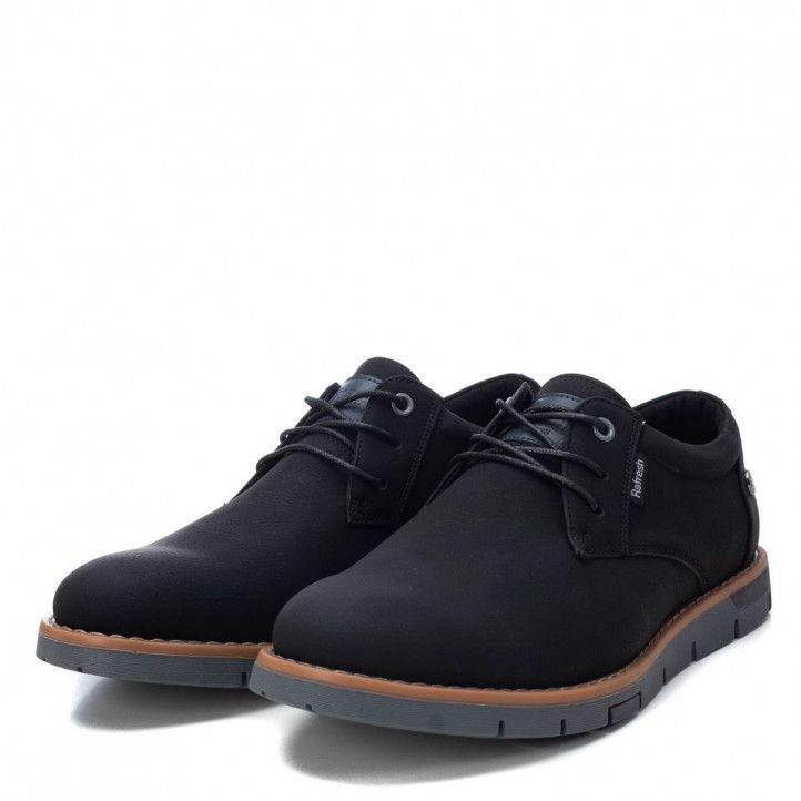 Zapatos sport Refresh negros con cordones y detalle marrón - Querol online