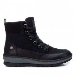 Botines planos Refresh negros de cordones con interior de animal print - Querol online