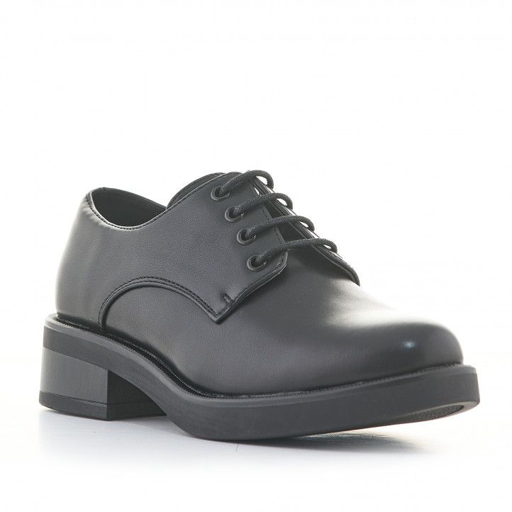 Zapatos tacón D'Angela negros con cordones y tacón bajo - Querol online