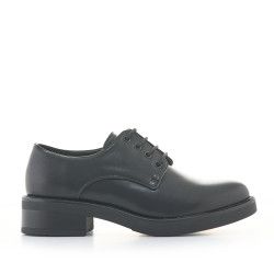 Zapatos tacón D'Angela negros con cordones y tacón bajo - Querol online