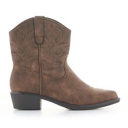 Botines tacón Owel marrones estilo cowboy de caña baja - Querol online