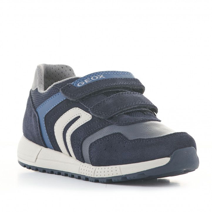 Sabatilles esport Geox blaves i grises de pell amb velcros - Querol online