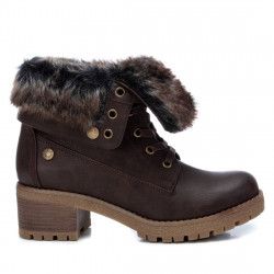 Botines tacón Refresh marrones de cordones con pelo interior - Querol online