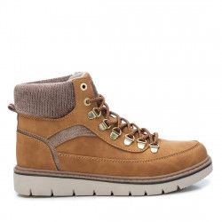 Botins plans Xti marrons amb cordons i detall tèxtil al turmell - Querol online