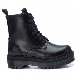 Botins plataforma Xti negres de cordons amb detalls vermells - Querol online