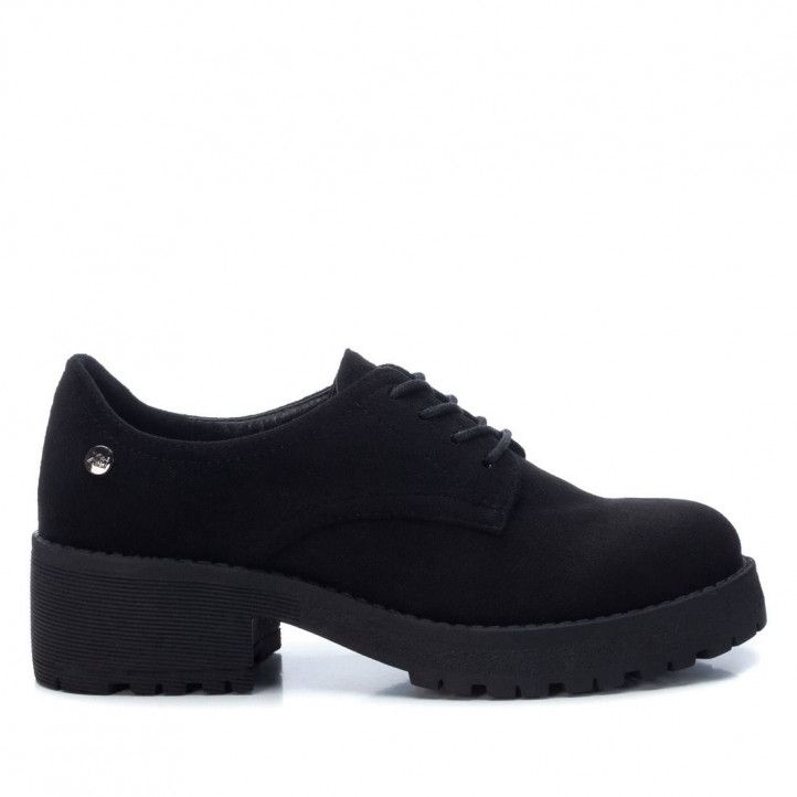 Zapatos tacón Xti negros con cordones tipo bluchers - Querol online