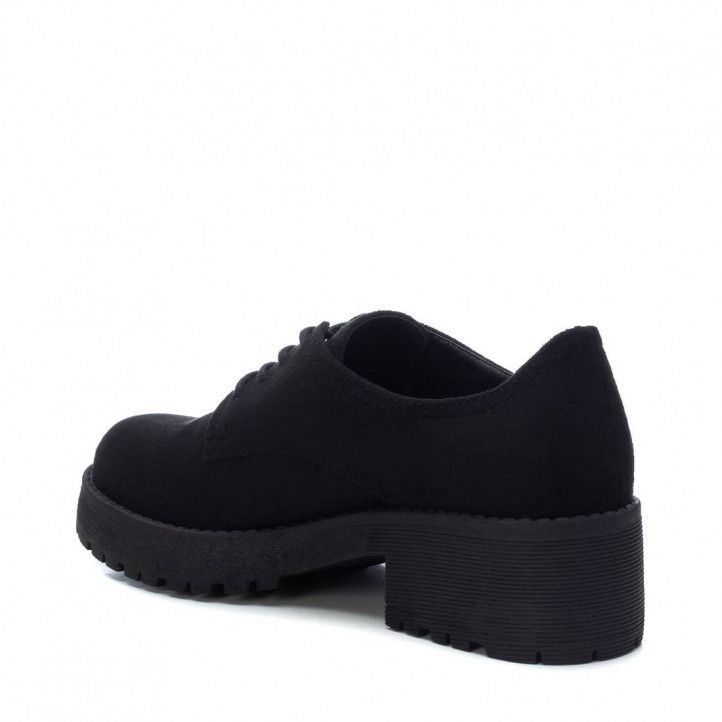 Zapatos tacón Xti negros con cordones tipo bluchers - Querol online