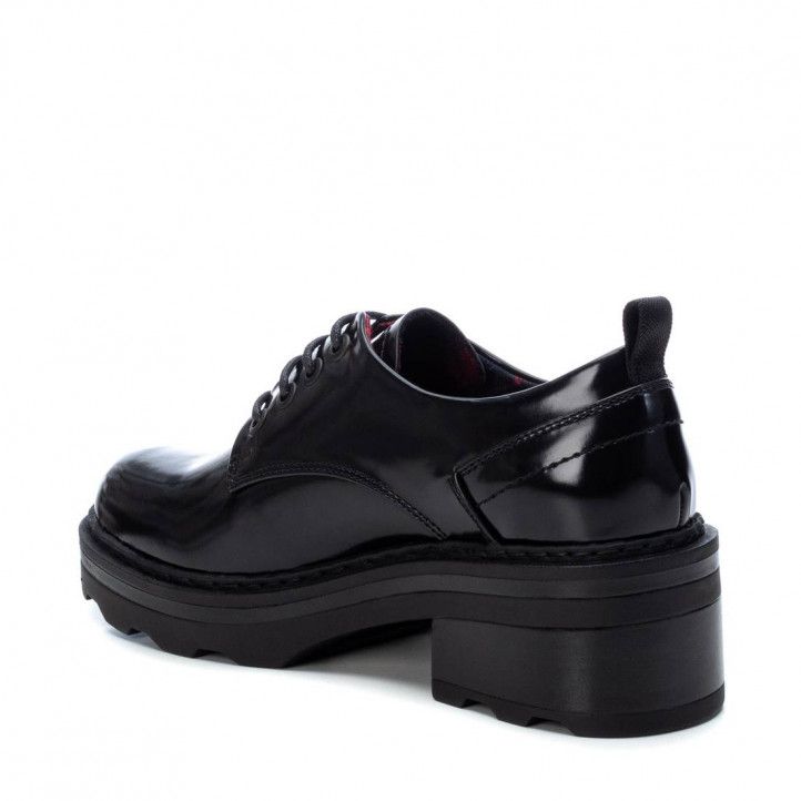 Zapatos tacón Xti negros de cordones con estampado interior - Querol online
