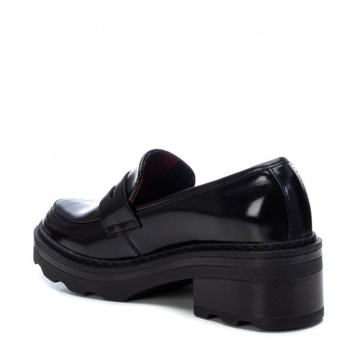Zapatos tacón Xti negros con estampado interior tipo mocasín - Querol online