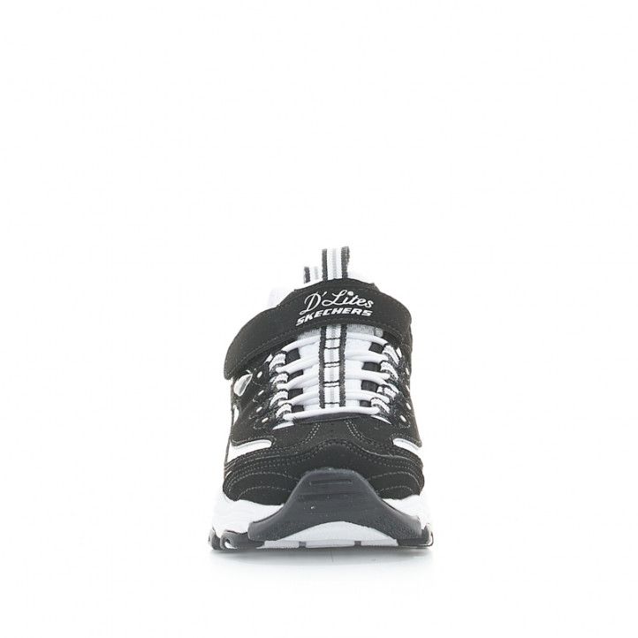 Zapatillas deporte Skechers negras y blancas d'lites crowd appeal con cordones y velcro - Querol online