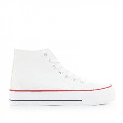 Botins plataforma Owel blancs de pell sintètica amb plataforma, cordons i cremallera lateral - Querol online