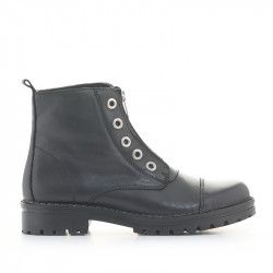 Botines planos Redlove jane negros de piel con cremallera frontal - Querol online