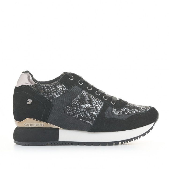Zapatillas deportivas Gioseppo negras y blancas con animal print - Querol online
