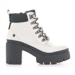 Botines tacón Owel adelaide blancos con cordones - Querol online
