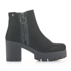 Botines tacón Owel amman negros con cremallera lateral - Querol online