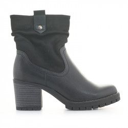 Botines tacón Owel amsterdam negros de dos tejidos - Querol online