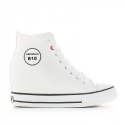 Botines plataforma Owel athens blancos con cuña interior - Querol online