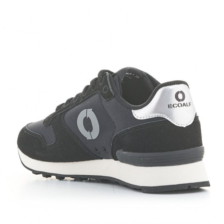 Zapatillas deportivas ECOALF negras de cordones con suela blanca y detalle plateado - Querol online