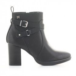 Botines tacón Maria Mare negros con hebilla y tira - Querol online