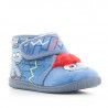 Zapatillas casa Vul·ladi azules cerradas con velcro y dibujo mosntruo