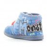Zapatillas casa Vul·ladi azules cerradas con velcro y dibujo mosntruo